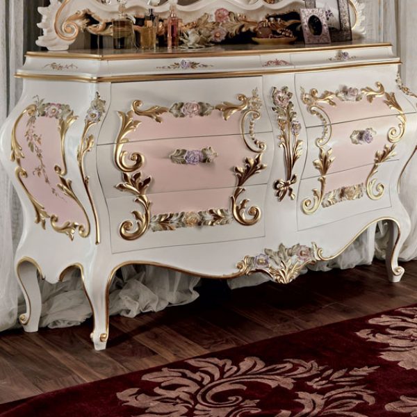 Figured-mirror-hardwood-dresser-painting-and-inlays-Villa-Venezia-collection-Modenese-Gastone